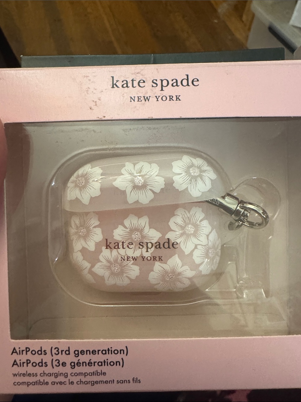 kate spade Pink Floral AirPods (3rd Gen) Case with Silver Clip